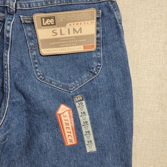 Lee Womens Jeans 10P Denim Blue Slim Fit Low Rise Tapered Leg Stretch Button NEW - Picture 8 of 12